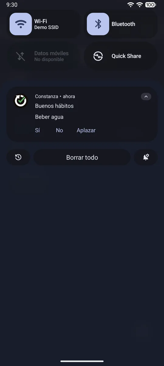 El recordatorio en la notificación en Constanza