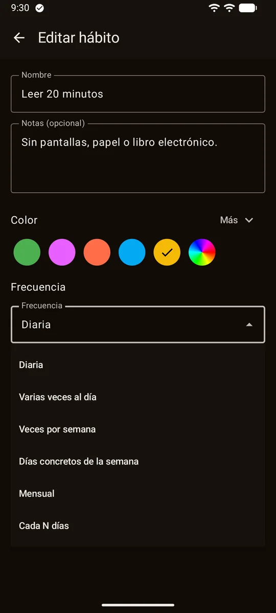 Editar un hábito en Constanza