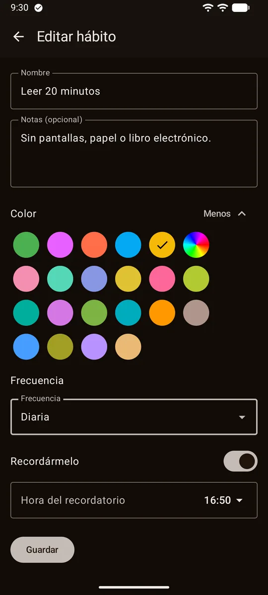 Elegir el color en Constanza
