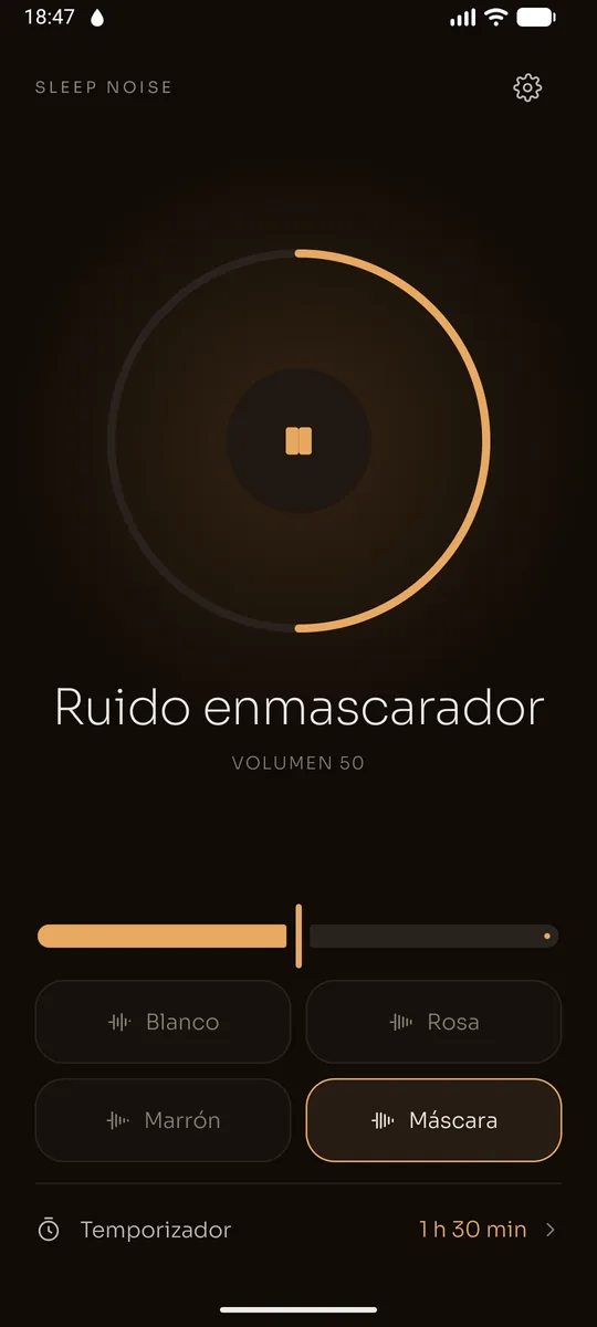 Temporizador activo en Sleep Noise