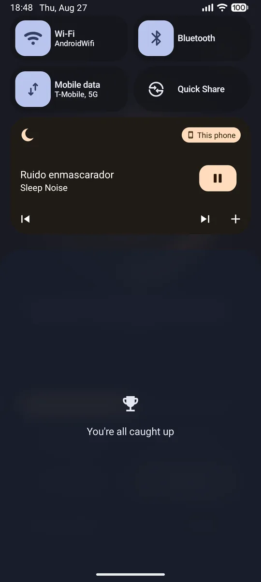 Control en la notificación en Sleep Noise